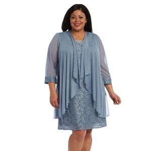 NWT R&M Richards Sheer Lace Trim Flowy Kimono Style Open Bust Duster Cardigan 18